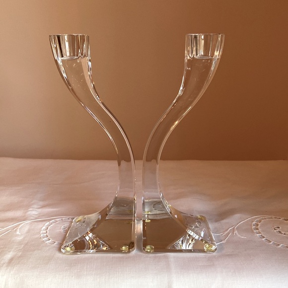 Vintage 1970 Nachtmann Crystal Candlesticks Set of 2 Signed 8” Tall NICE - Picture 4 of 9